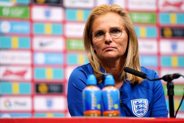 England manager Sarina Wiegman during a press conference at Wembley Stadium (James Manning, PA)