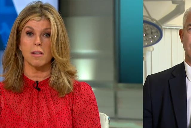 <p>Frustrated Kate Garraway fights back tears as she quizzes Steve Barclay on social care crisis.</p>