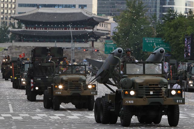 <p>File photo: South Korean Marine’s armour vehicles showcased in a parade during the 65th South Korea Armed Forces Day ceremony in 2013</p>