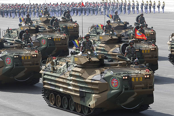 South Korean Marine's armour vehicles parade during the 65th South Korea Armed Forces Day ceremony at Seongnam Military Airbase in 2013