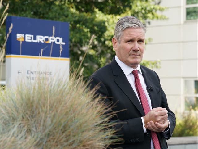 <p>Keir Starmer leaving Europol in The Hague</p>