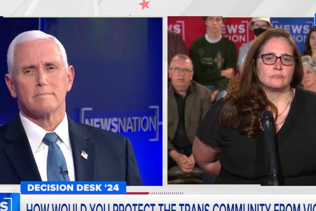 <p>A mother of a transgender child forces Mike Pence to defend his anti-LGBTQ+ stances</p>