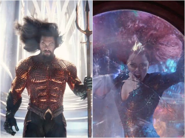 <p>Jason Momoa (left) and Amber Heard in ‘Aquaman and the Lost Kingdom’</p>