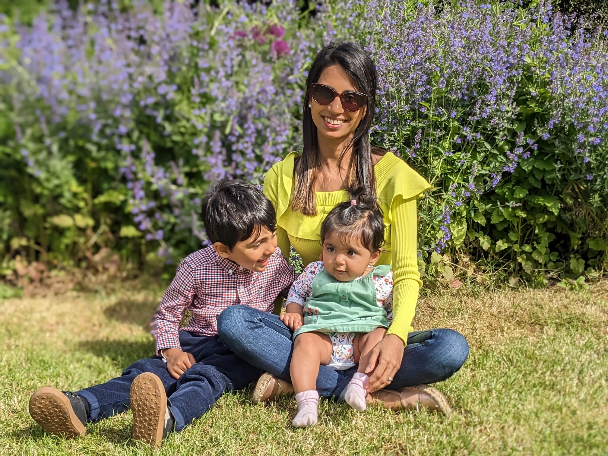 Neya Joshi and her two children