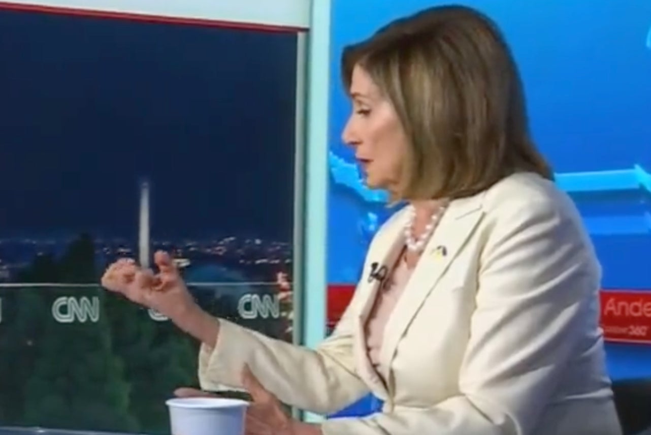 Nancy Pelosi used a graphic hand gesture to describe Kevin McCarthy’s 'incredibly shrinking speakership’