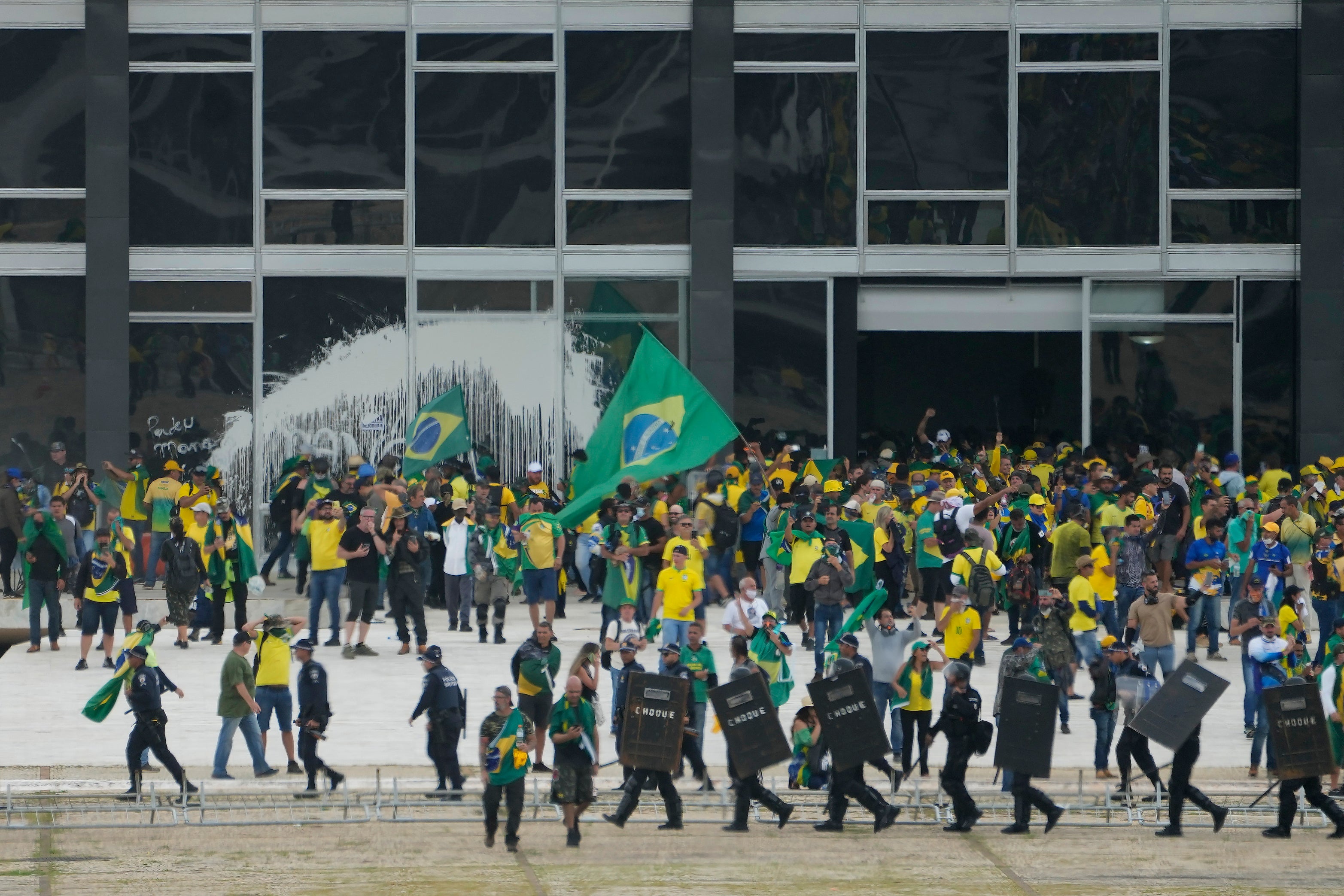 Protesters, supporters of Brazil’s former President Jair Bolsonaro, storm the Supreme Court building in Brasili