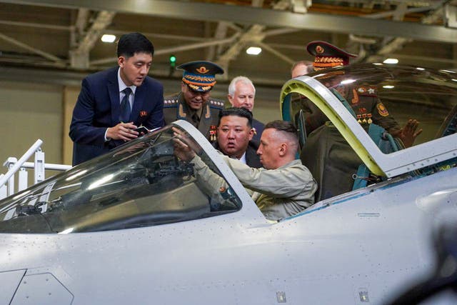 <p>North Korean leader Kim Jon-unvisiting a Russian aircraft plant that builds fighter jets in Komsomolsk-on-Amur</p>