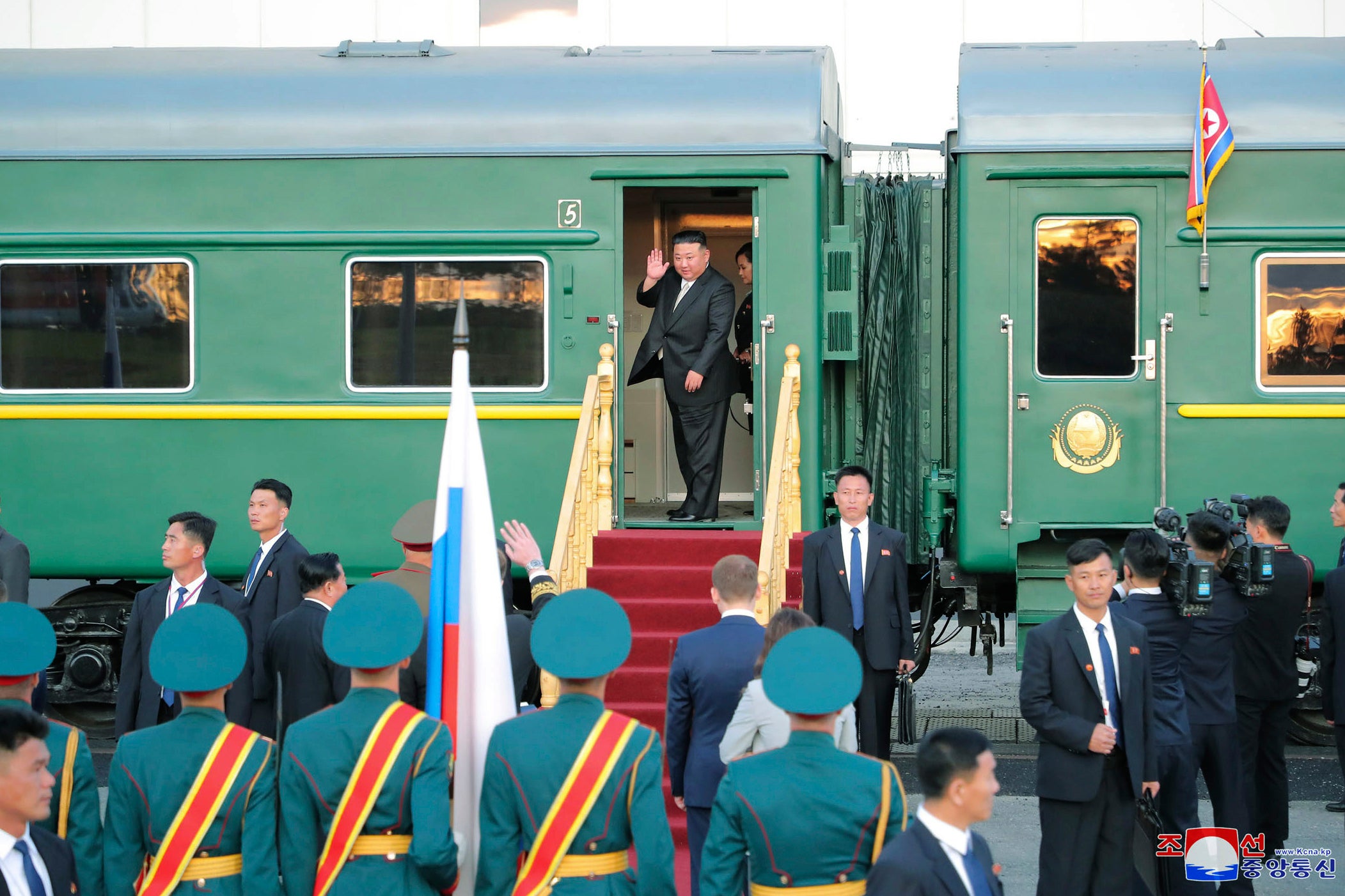 Kim Jong-un leaving the Vostochny cosmodrome outside the city of Tsiolkovsky