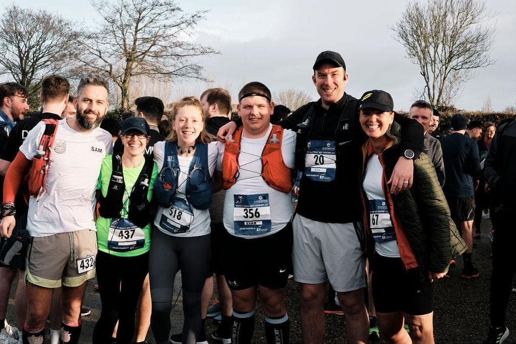 Ryan O’Shea (third from right) with fellow runners at the Hospice to Hospice Half Marathon (Handout/PA)