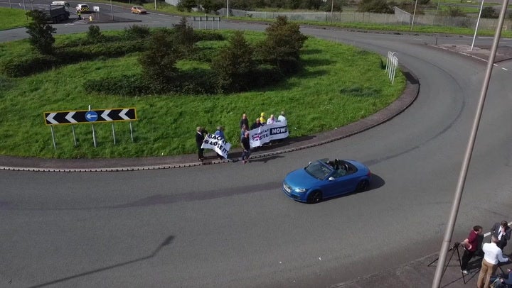 <p>Workers protest outside Tata Steel plant in Port Talbot with 3,000 jobs at risk.</p>