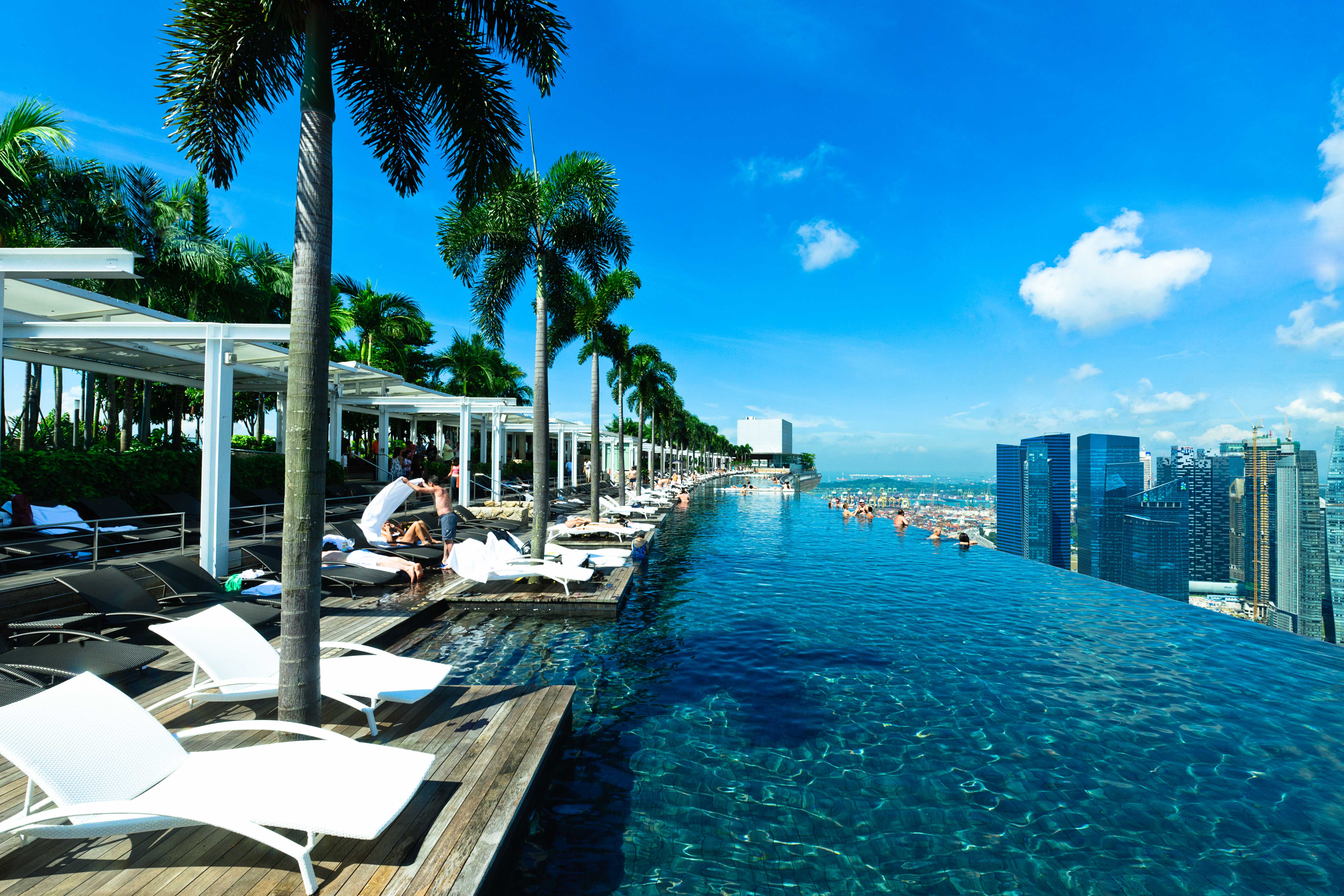 A view of the Infinity Pool at the top of Marina Bay Sands hotel