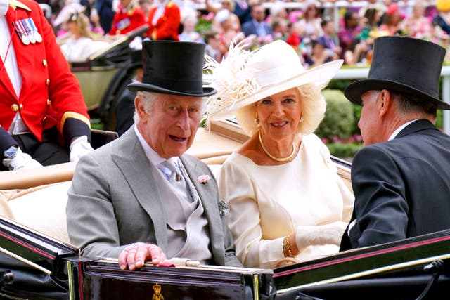 The King and Queen arrive by carriage for day five of Royal Ascot (PA)
