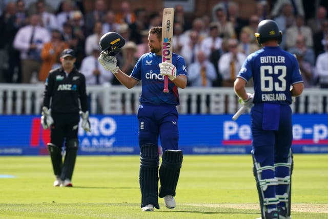 England’s Dawid Malan celebrates reaching his century (PA)