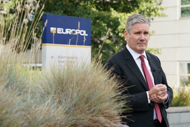 Labour leader Sir Keir Starmer leaving Europol in The Hague, Netherlands (Stefan Rousseau/PA)