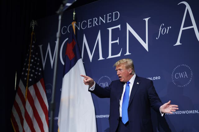 <p>Donald Trump addresses the Concerned Women for America conference </p>