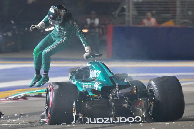 <p>Lance Stroll was involved in a massive crash in qualifying  </p>
