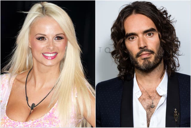 <p>Rhian Sugden and Russell Brand</p>