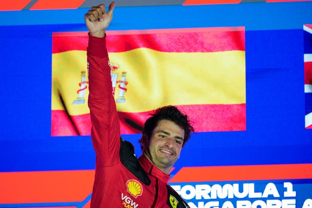 Carlos Sainz ended Max Verstappen’s record winning streak (Vincent Thian/AP)