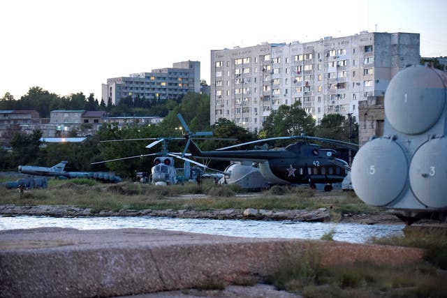 <p>Non-operating Soviet military equipment in Sevastopol, the largest city on the Crimean Peninsula and its most important port and naval base</p>