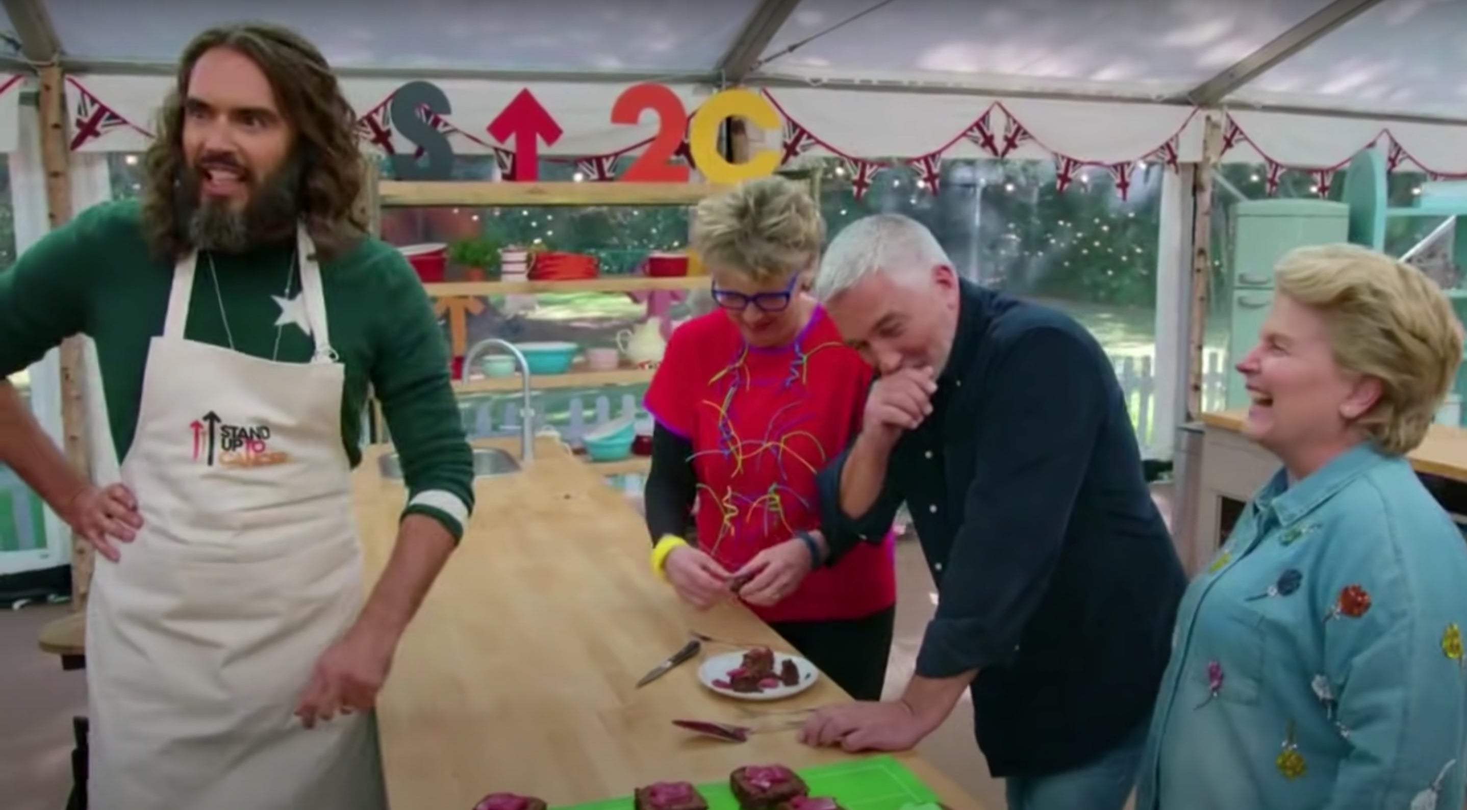 Brand (left) on ‘The Great Celebrity Bake Off’ in 2019