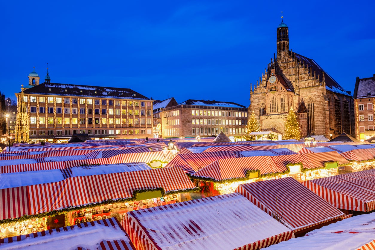 Nuremberg’s Christkindlmarkt is opened with a speech from a woman dressed as the Christkindl, a traditional gift-bringer in some forms of Christianity