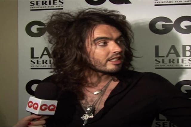 <p>Russell Brand takes part in awkward interview following row with Rod Stewart at GQ awards.</p>