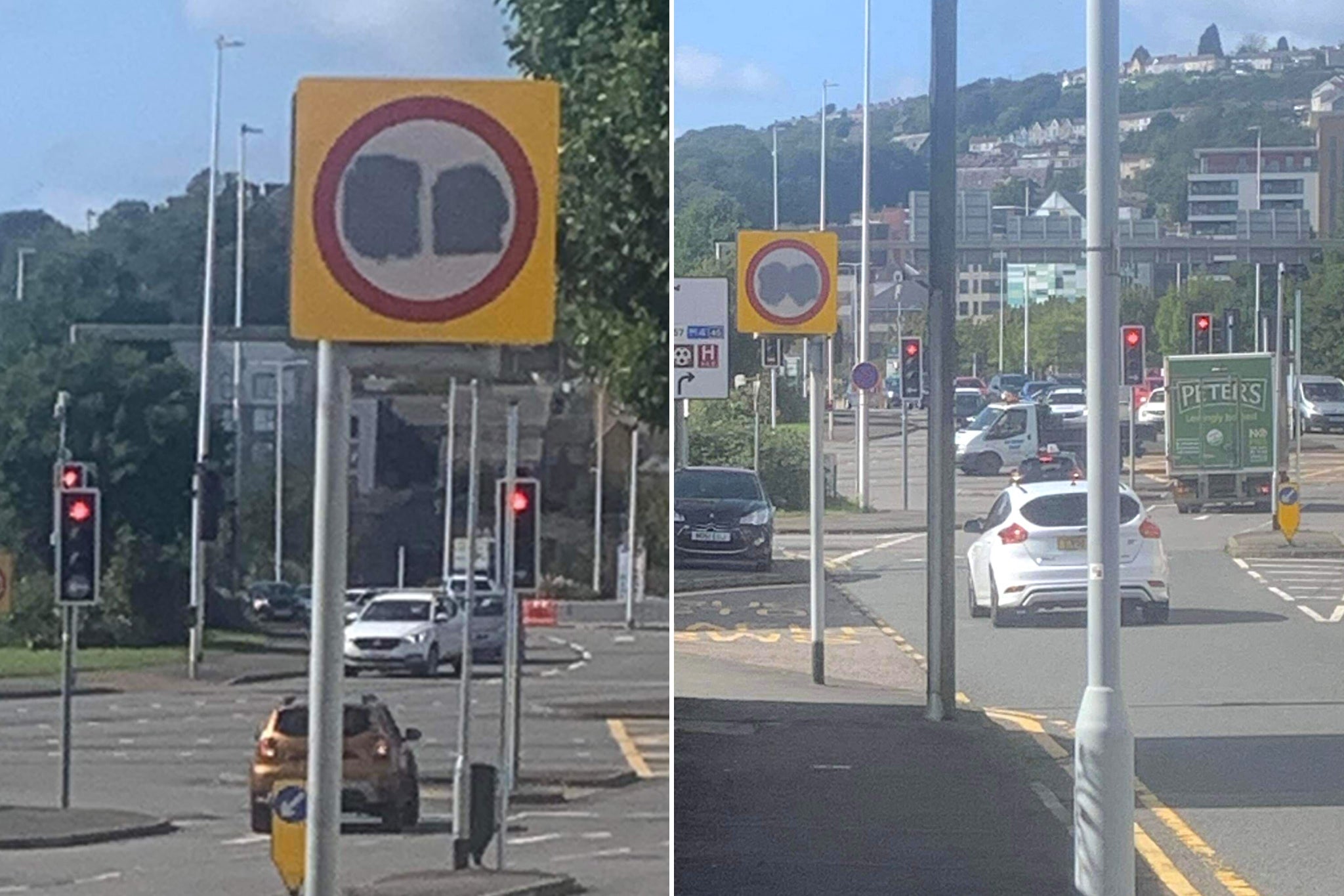 Road signs have been painted over in Wales, leaving residents confused