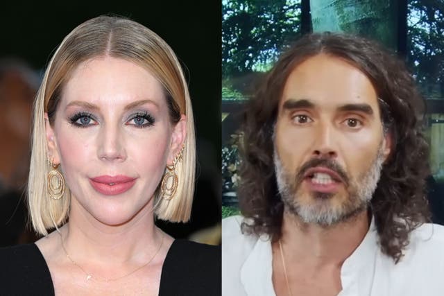 <p>Katherine Ryan and Russell Brand</p>