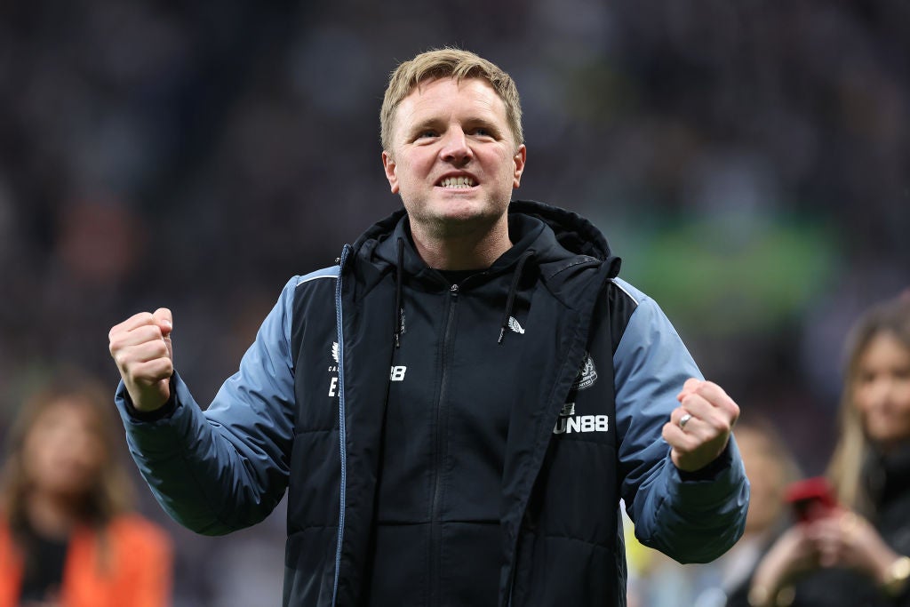 Eddie Howe celebrates Newcastle’s return to the Champions League last season