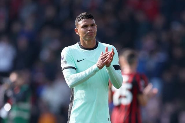 Thiago Silva was visibly frustrated with his teammates during Chelsea’s 0-0 draw with Bournemouth (Steven Paston/PA)