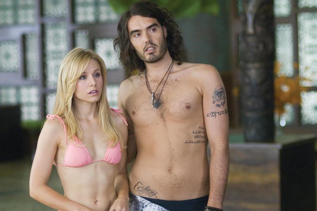 <p>Kristen Bell and Russell Brand in a scene from the film Forgetting Sarah Marshall</p>