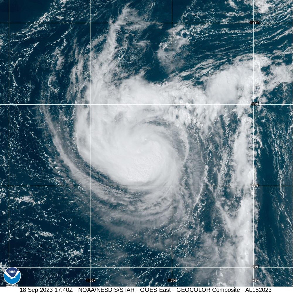 Hurricane Nigel as of 1:50pm ET on 18 September 2023