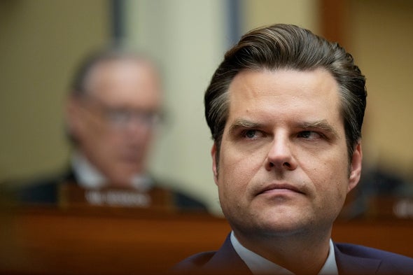 Rep Matt Gaetz (R-FL) attends a House Oversight Committee hearing on 26 July