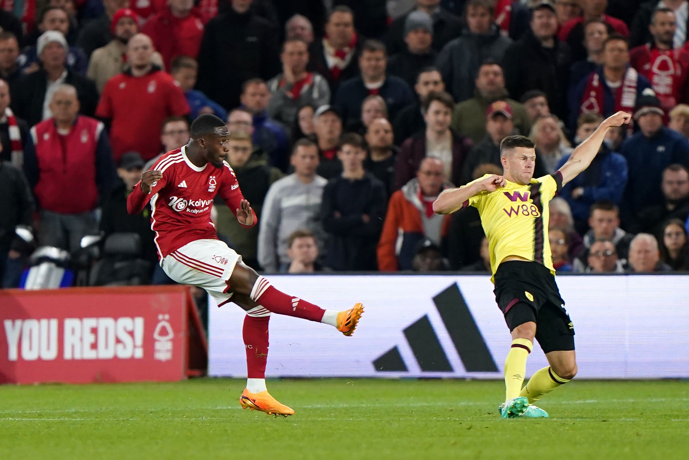 Callum Hudson-Odoi’s brilliant goal earned Nottingham Forest a point against Burnley (Joe Giddens/PA)