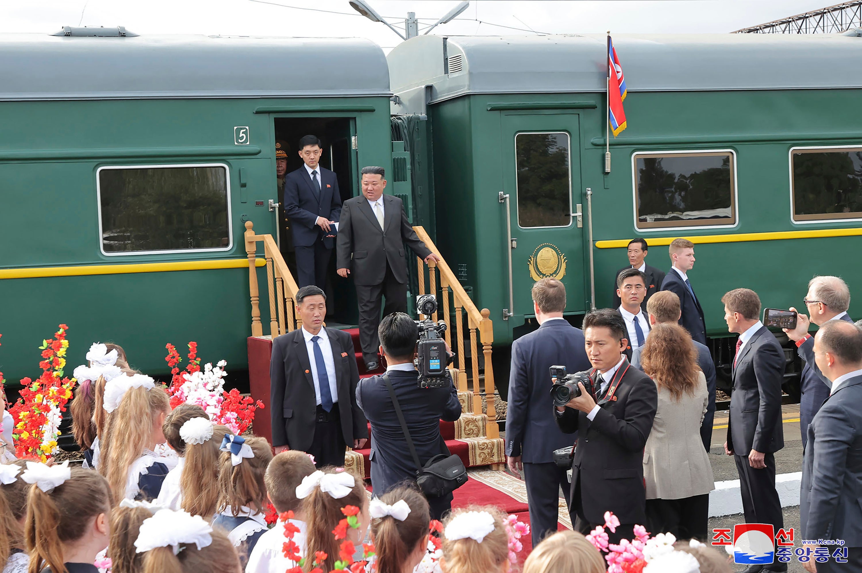 Kim Jong-un arriving in Artyom, near Vladivostok in 2023