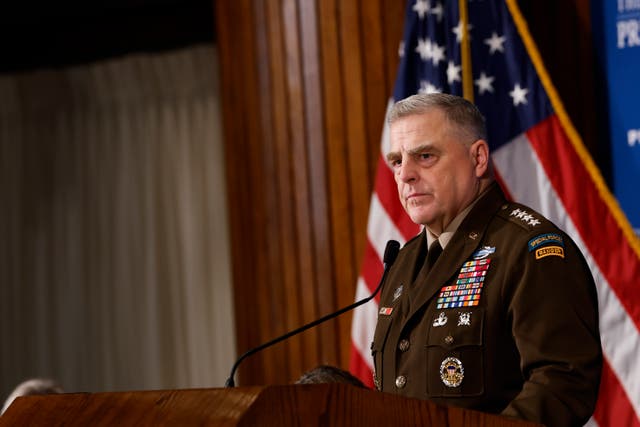 <p>Joint Chiefs of Staff Chairman General Mark Milley speaks during the Headliners Luncheon in Washington, DC</p>