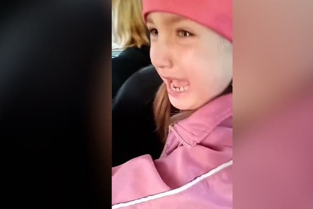 <p>Ukrainian girl breaks down in tears after seeing her nursery destroyed in Russian attack.</p>