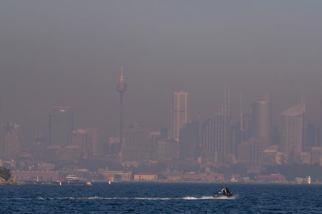 <p>A thick blanket of smoke hangs over parts of the Sydney as wildfires burn </p>