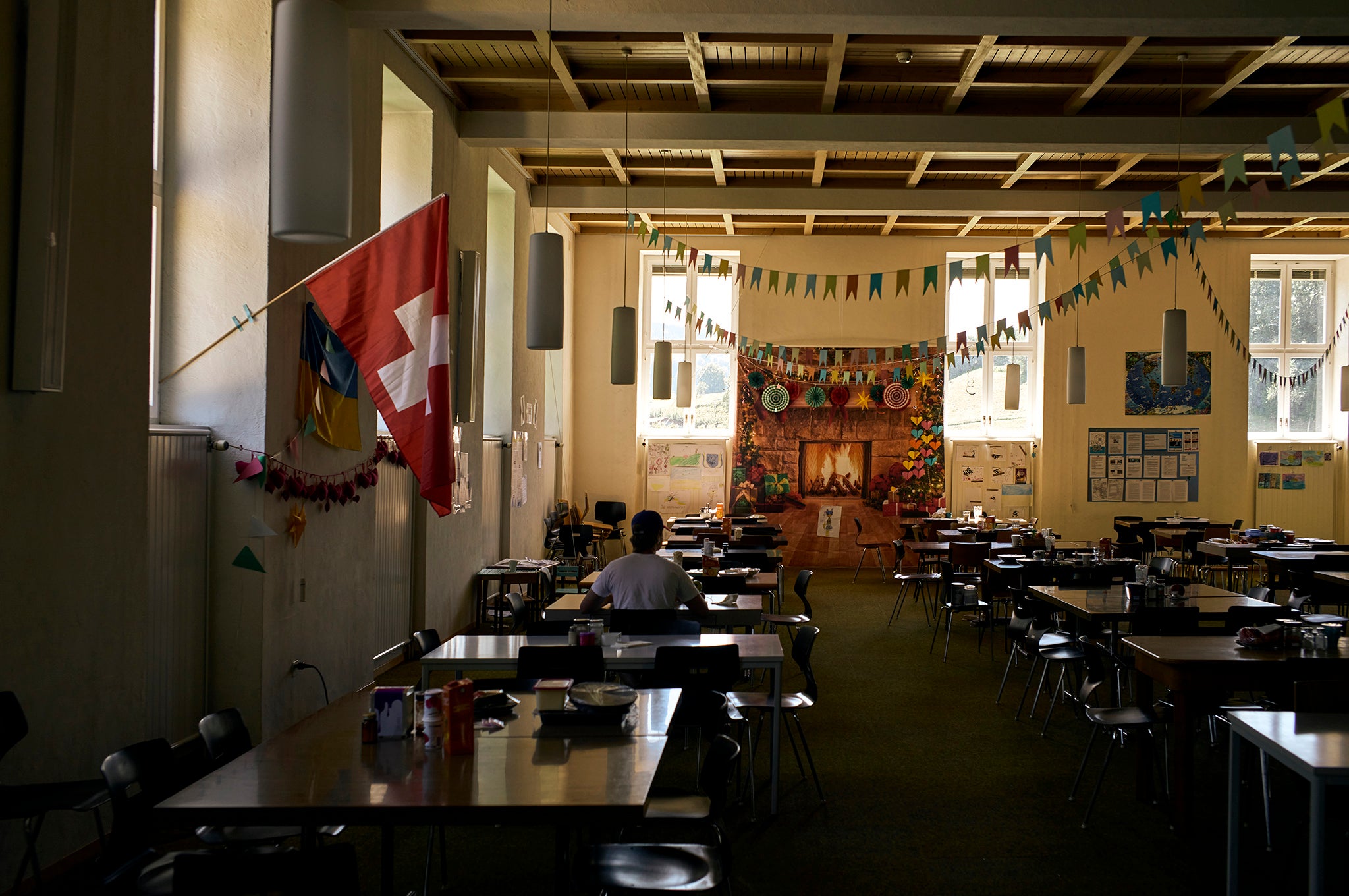 The dining hall at the Swiss monastery