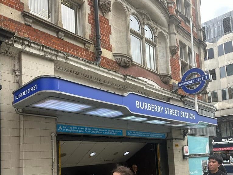 As part of an ad campaign for London fashion week, Bond Street station in central London was temporarily rebranded as “Burberry Street’