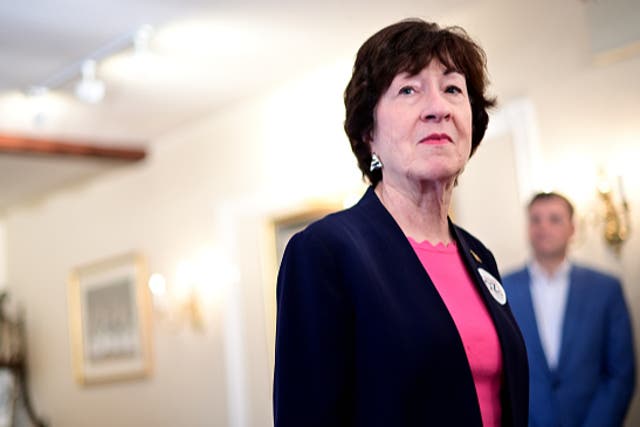 <p>U.S. Senator Susan Collins (R-ME) addresses the press after a small business roundtable hosted by Republican Senatorial candidate Dr. Mehmet Oz at Washington Crossing Inn on November 6, 2022</p>
