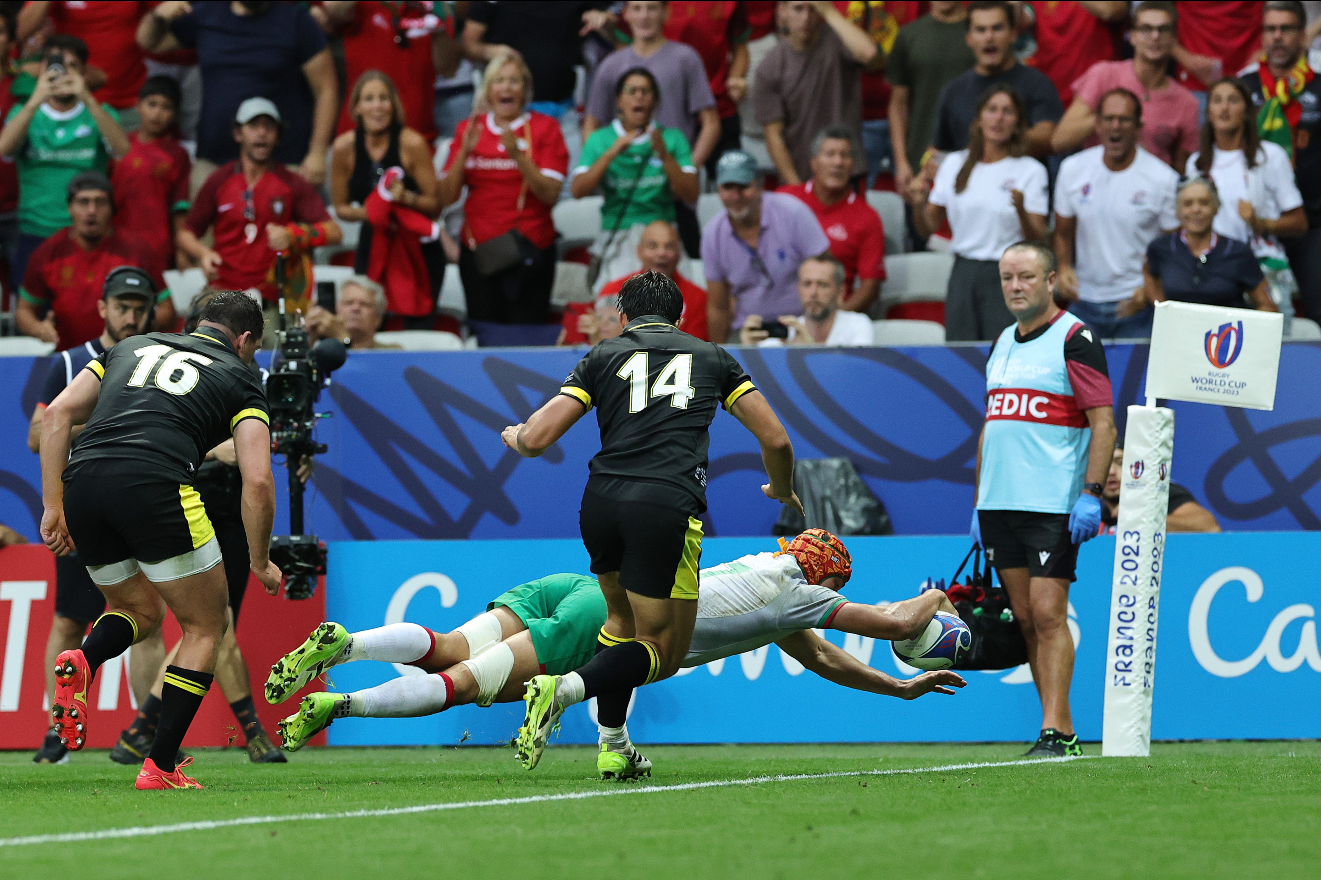 Flanker Nicolas Martins scored Portugal’s try against Wales from a nifty lineout move