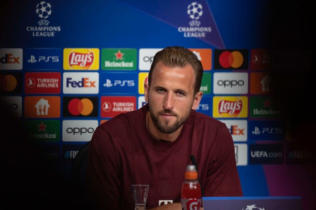 <p>Harry Kane at a press conference on Tuesday ahead of the big game </p>