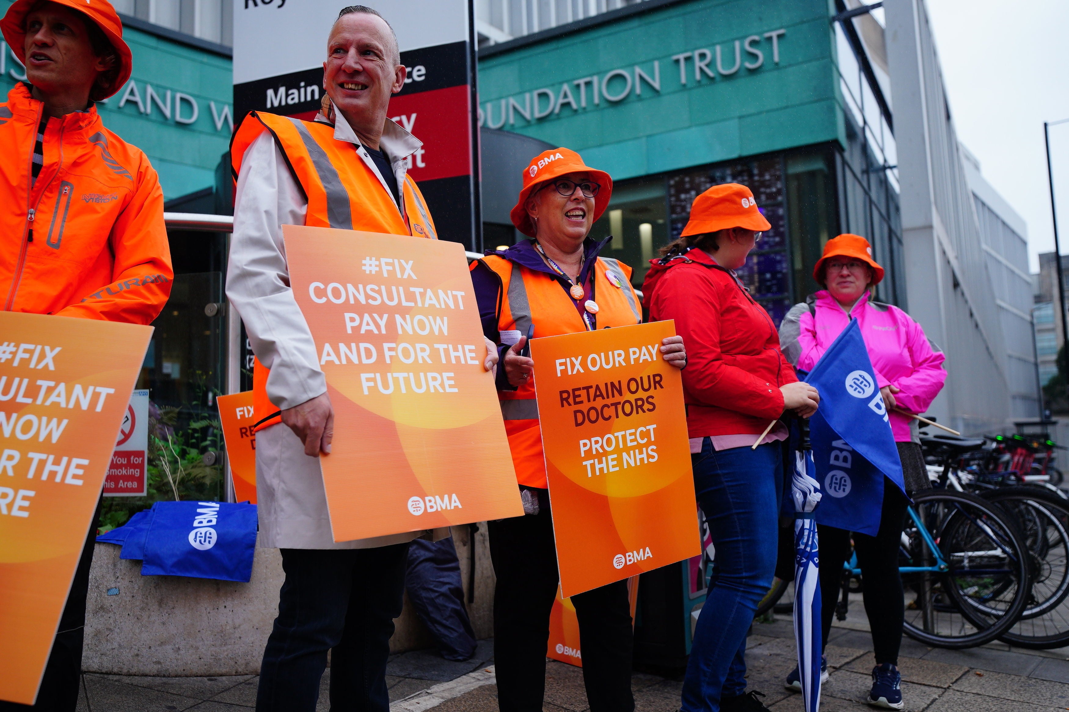 Doctors on the picket line outside University Hospitals Bristol and Weston on Tuesday