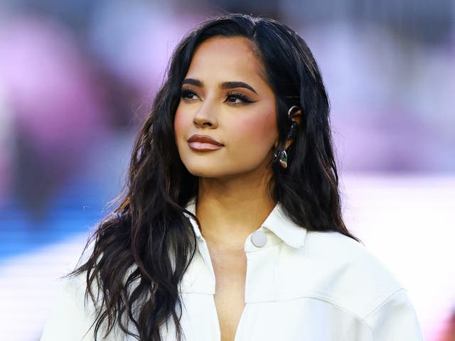 <p>Singer Becky G sings the national anthem prior to the Leagues Cup 2023 match between Cruz Azul and Inter Miami CF at DRV PNK Stadium on 21 July 2023 in Fort Lauderdale, Florida. </p>