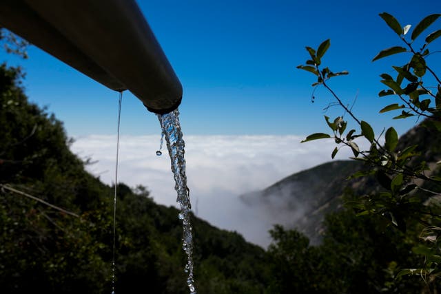 <p>Spring water flows from a BlueTriton pipe in the San Bernardino National Forest on Monday, Sept. 18, 2023, in San Bernardino, Calif</p>
