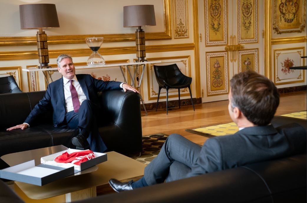 Keir Starmer with Emmanuel Macron at the Elysee Palace in Paris on Tuesday