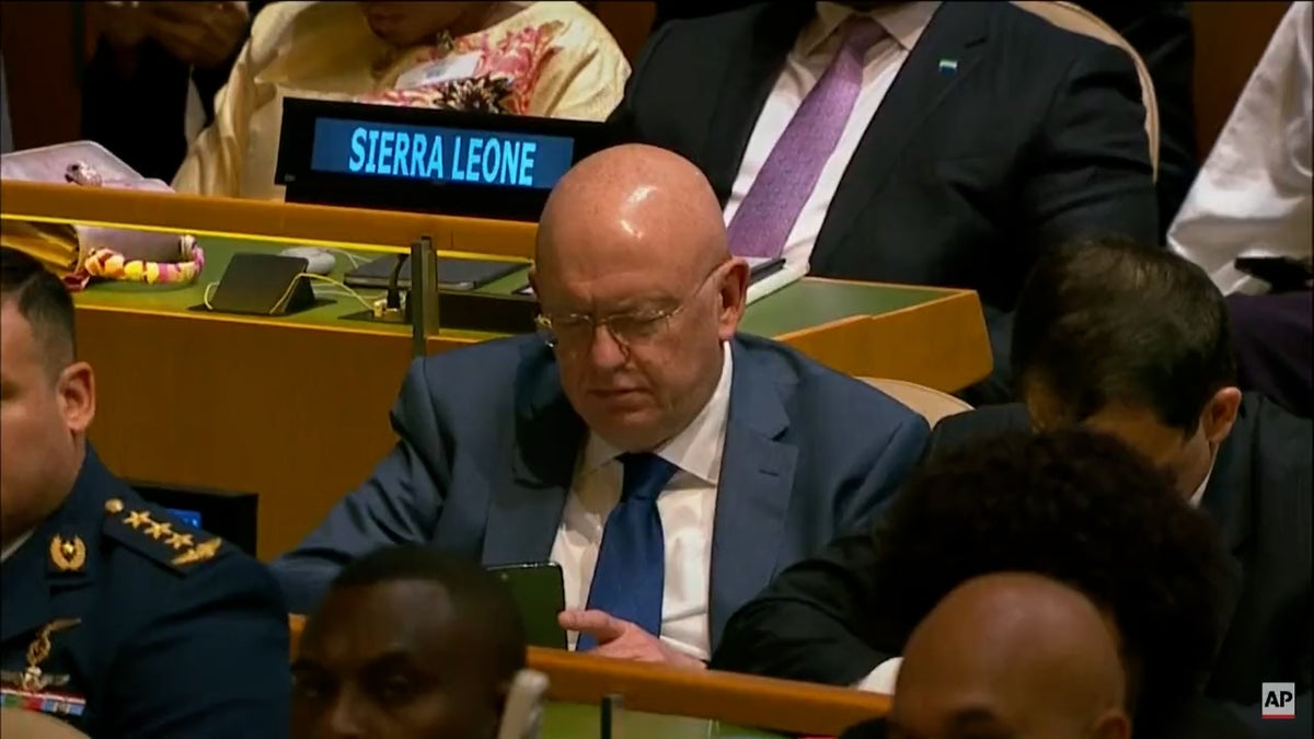 Russia’s UN ambassador plays on phone as Biden addresses Assembly