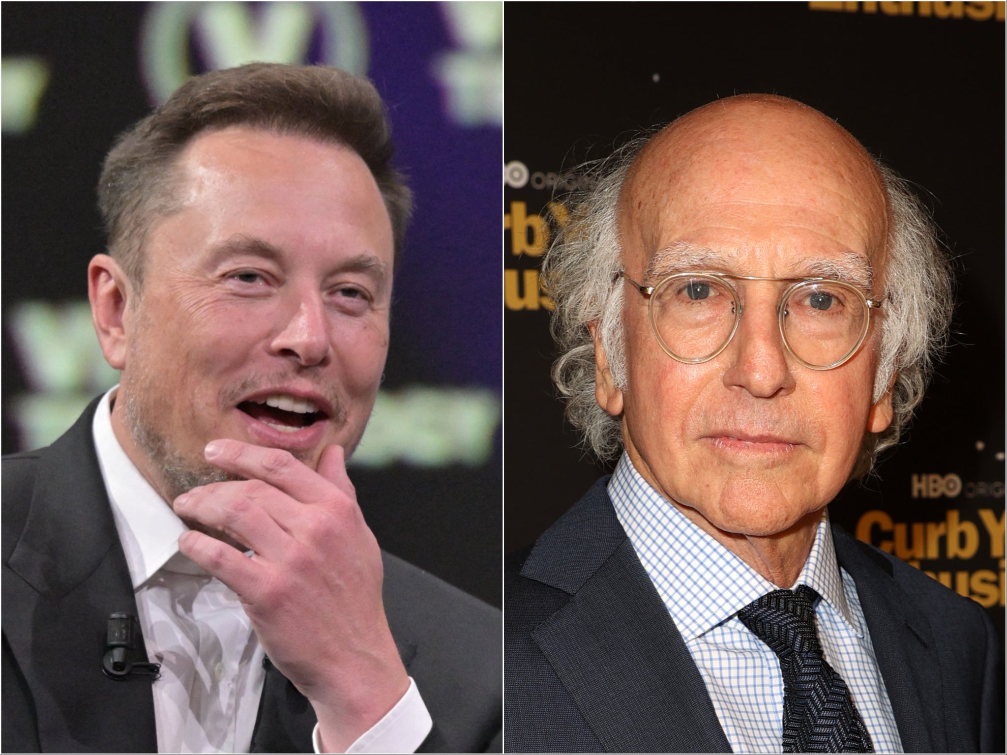 Elon Musk (left) and Larry David
