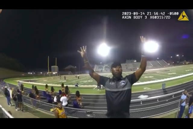 <p>The high school band director is seen before being tasered</p>